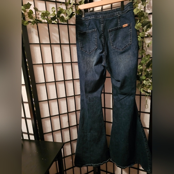 Rock & Roll Denim Pants - Rock & Roll Denim Bargain Button Bell Flare‎ 30x34